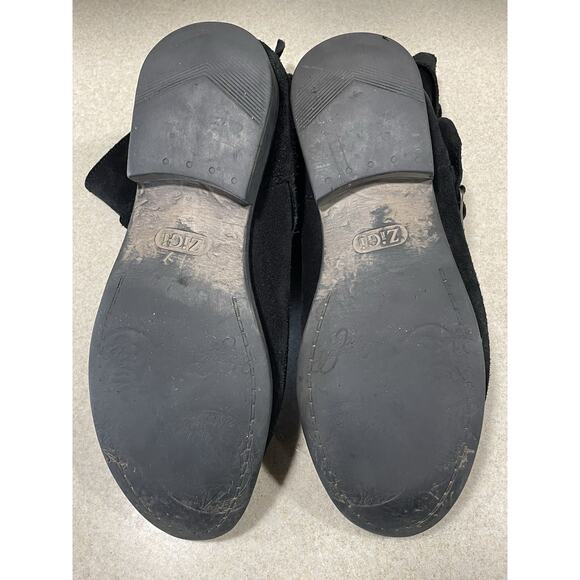 Zigi Soho Black Leather Pull On Ankle Boots Women’s 8.5 W/ Buckle Accents- Boho - Picture 7 of 10